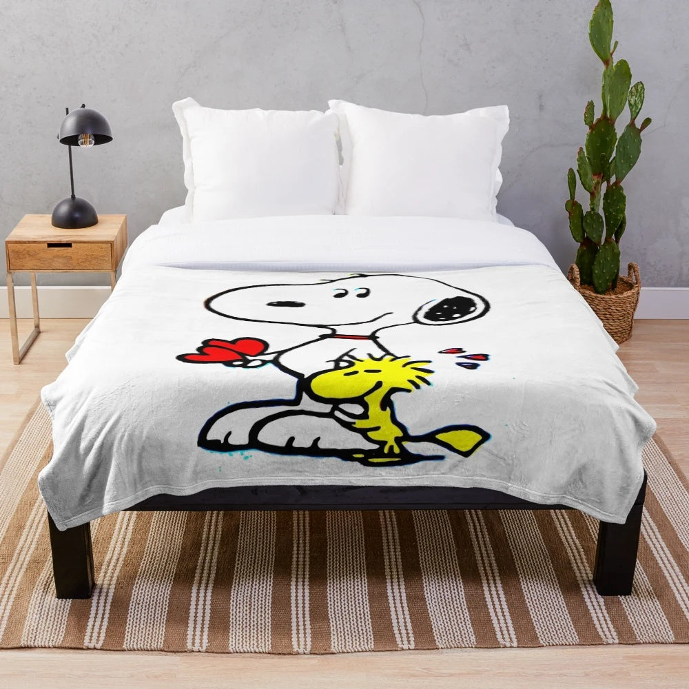 Soft and Cuddly Pink Snoopy Plush Blanket