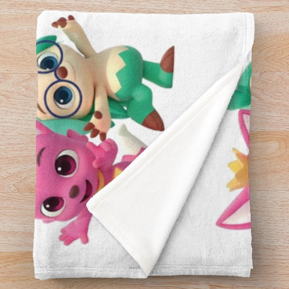 Pinkfong and Hogi inspired plush blanket for kids and toddlers