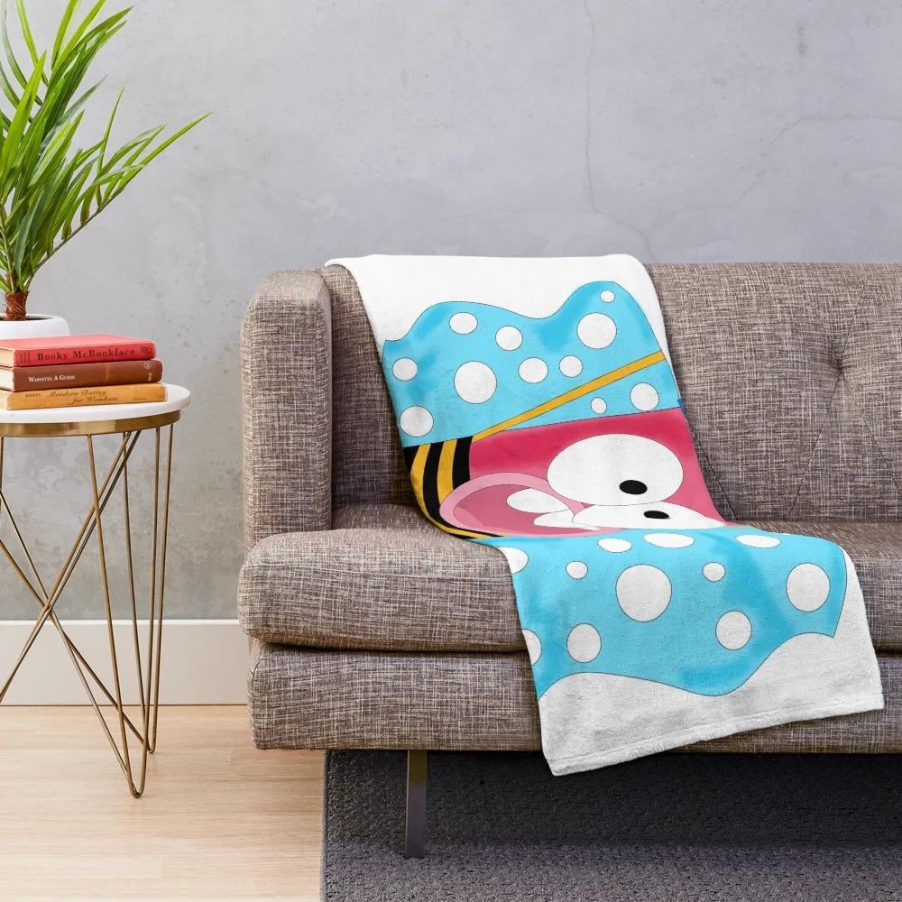 Pinky Malinky-inspired plush blanket with food and anime designs