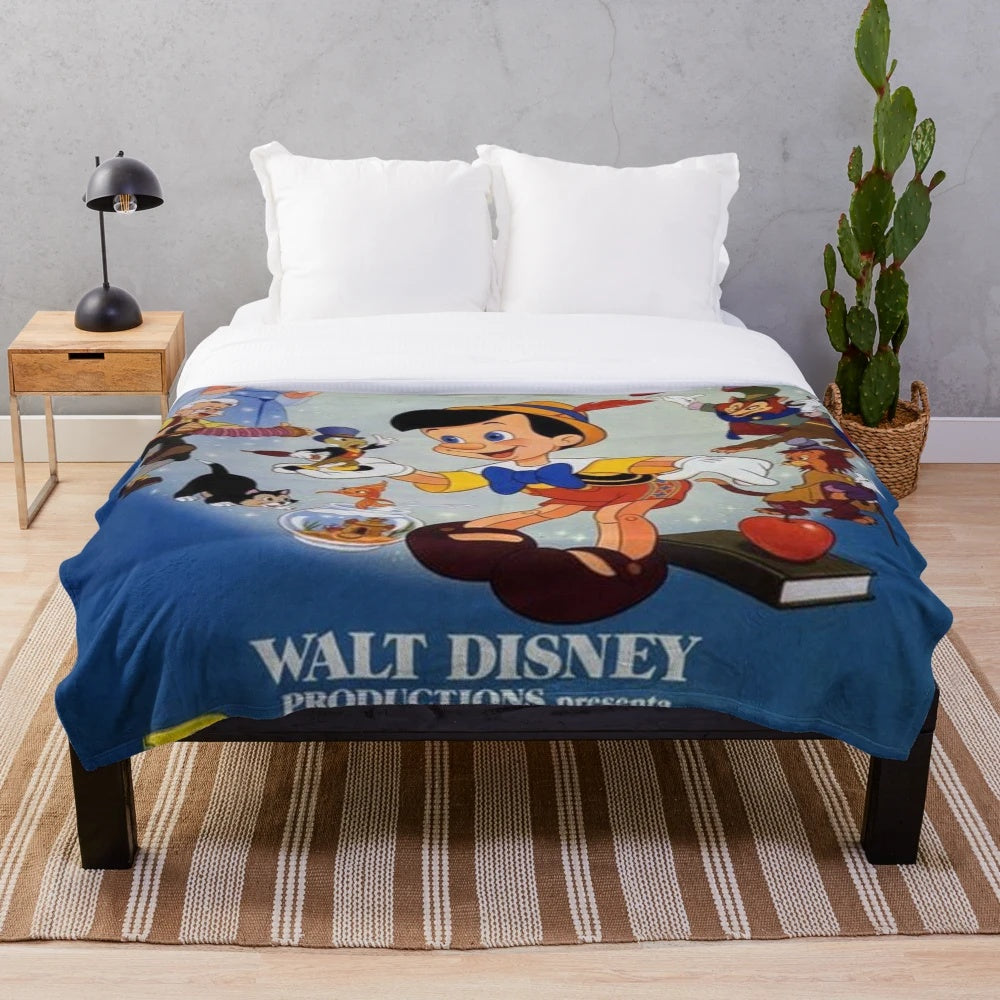 Soft and cuddly Pinocchio-themed plush blanket