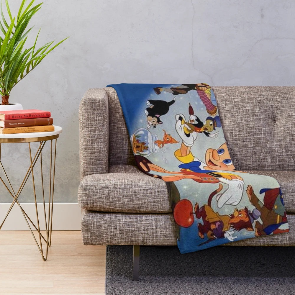 Soft and cuddly Pinocchio-themed plush blanket