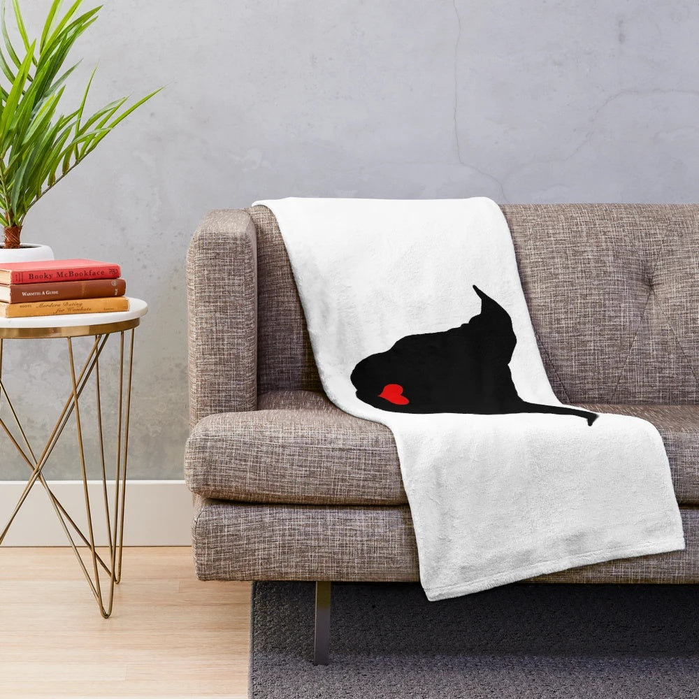 Pitbull love plush blanket with silhouette design