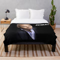 Pitbull-themed plush blanket with retro and spooky design