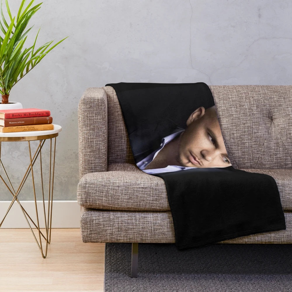 Pitbull-themed plush blanket with retro and spooky design