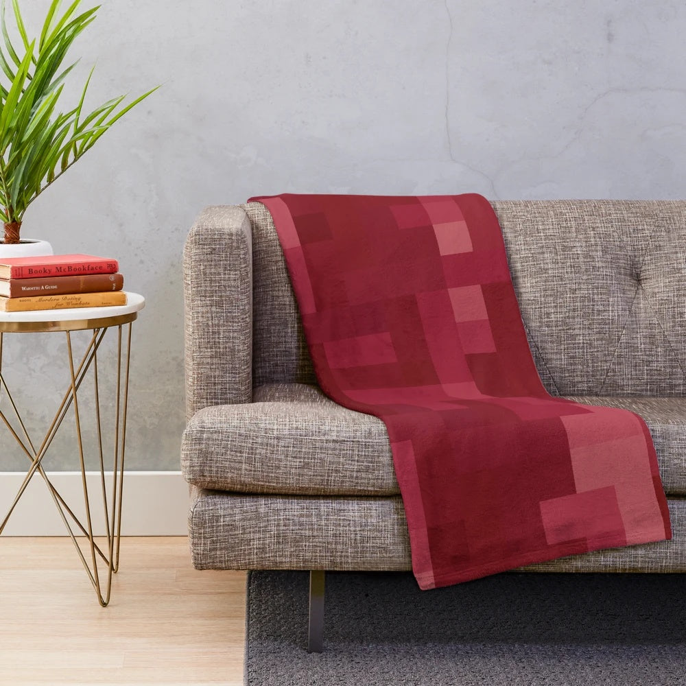 Pixel design plush blanket with Minecraft-inspired 2D graphics