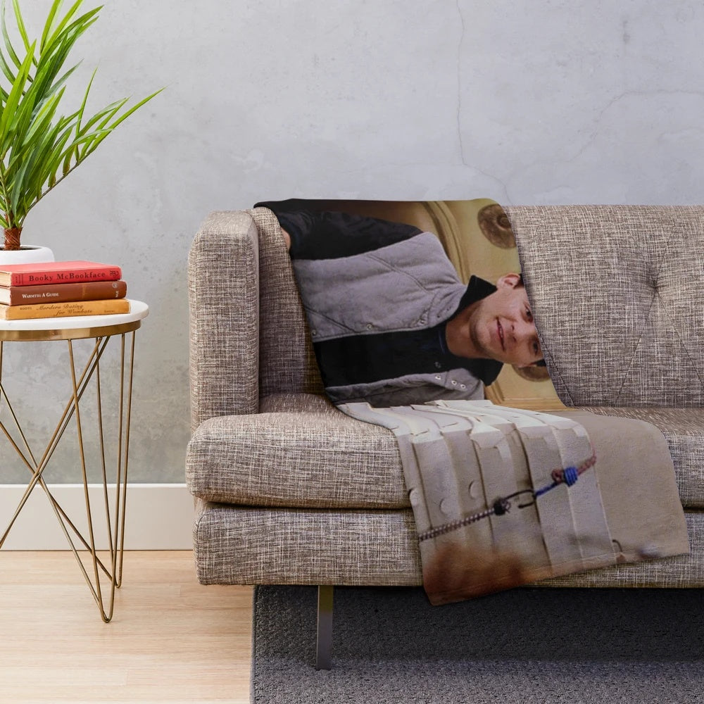 Plush pizza-themed blanket with superhero design