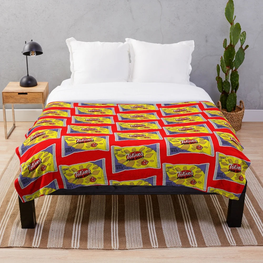 Pizza rolls plush blanket for cozy snack-themed home decor