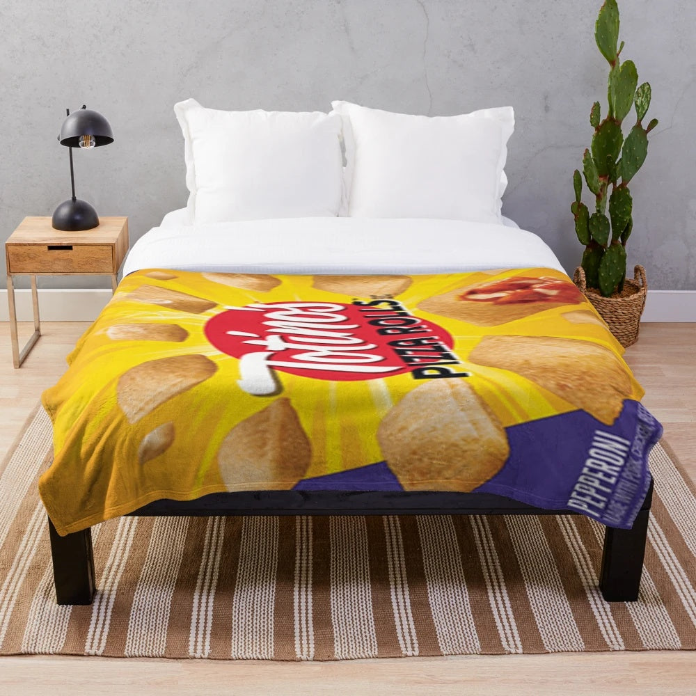 Pizza Rolls Plush Blanket - Soft and Cozy Bedding for Snack Enthusiasts