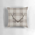 Plaid antler inspired decorative throw pillow for rustic home decor