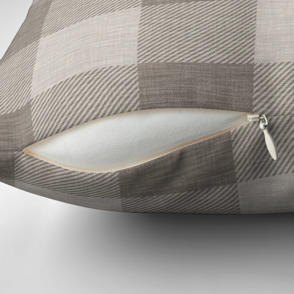 Plaid antler inspired decorative throw pillow for rustic home decor