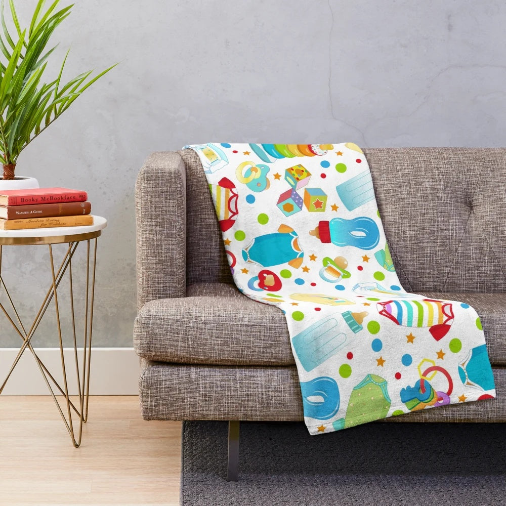 Soft and plush blanket in a playful design for adult comfort and relaxation