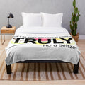 Plush "Ain't No Rulys" blanket featuring seltzer and college-themed design