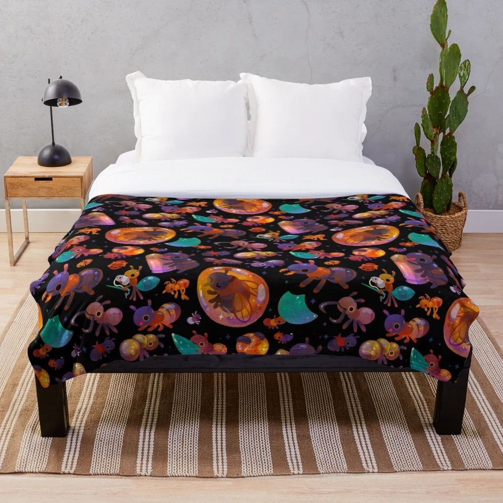 Soft plush ant-themed blanket