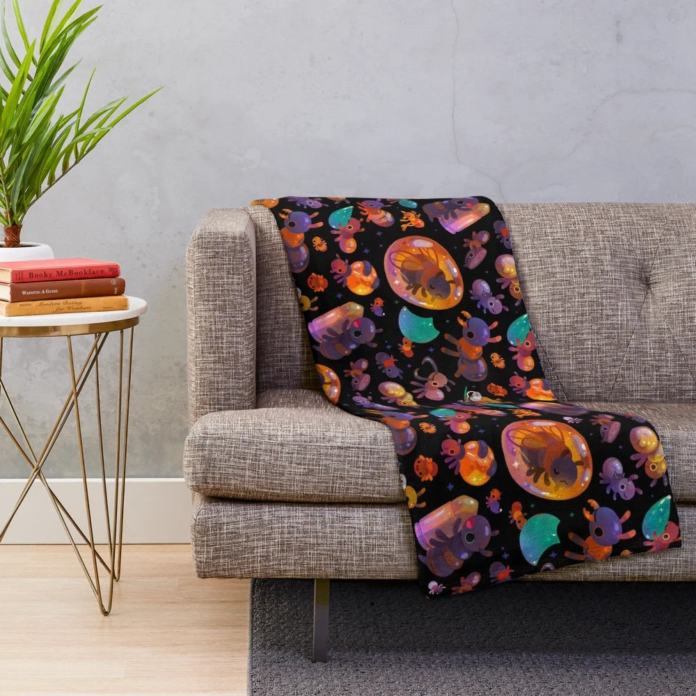 Soft plush ant-themed blanket