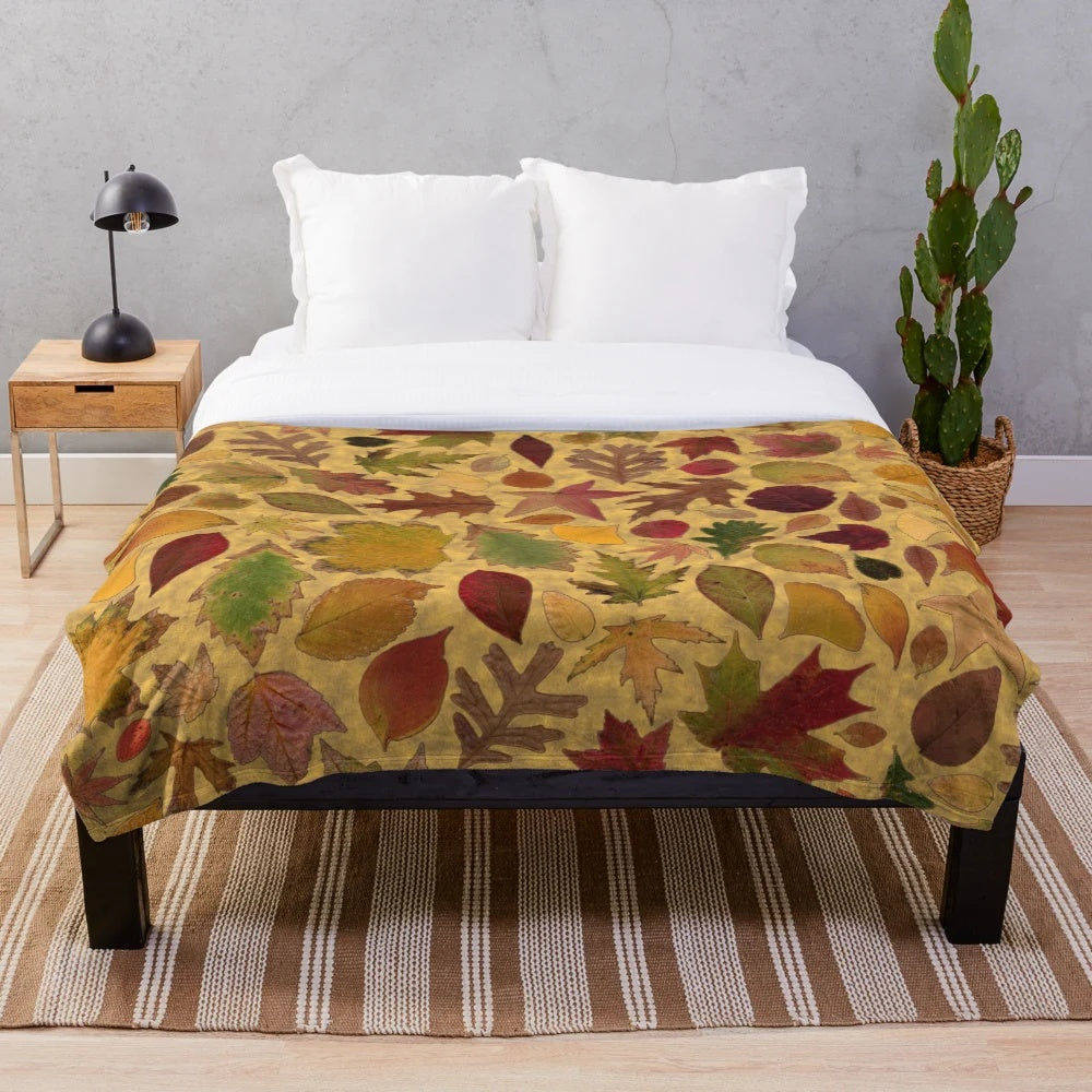 Soft and luxurious plush autumn blanket with vibrant fall colors