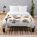 Autumn Treasures Plush Blanket with Watercolor Floral Design