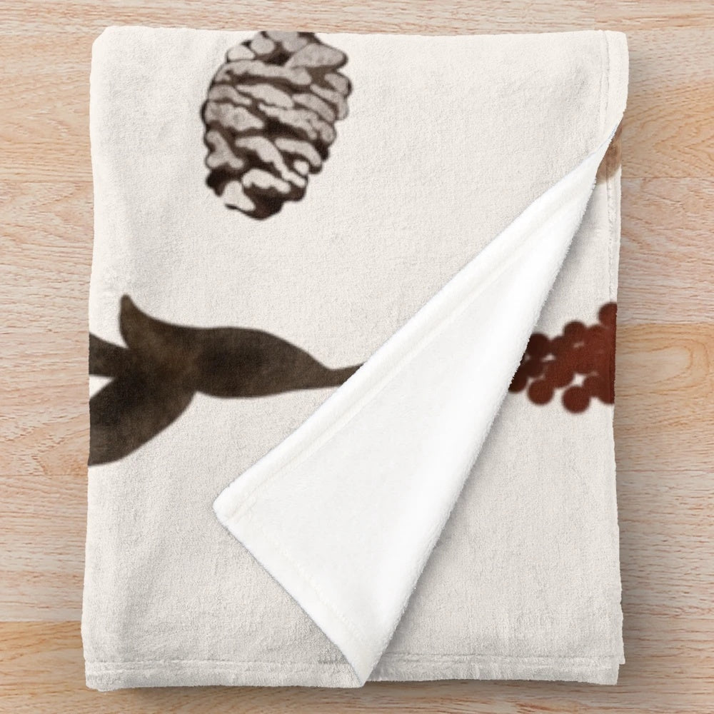 Autumn Treasures Plush Blanket with Watercolor Floral Design