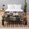Cozy plush blanket featuring a collage of classic b-movie posters