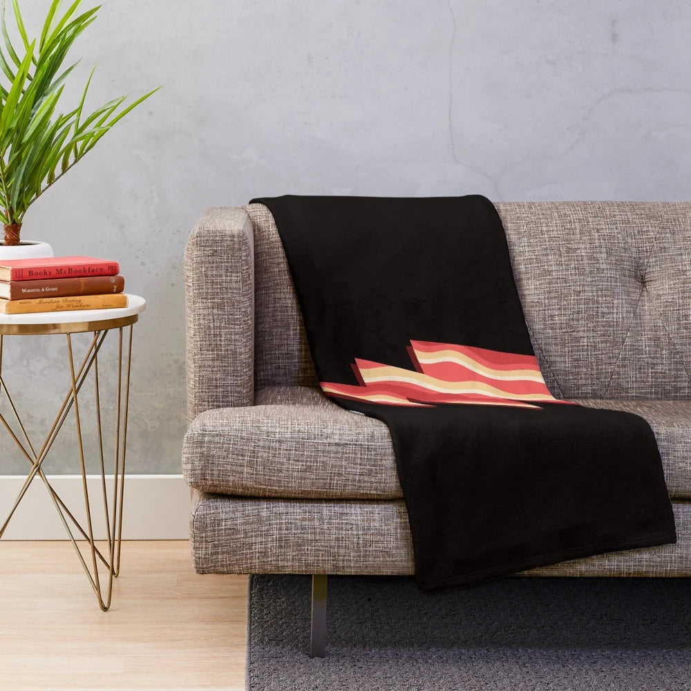 Cozy plush bacon-themed blanket for bacon lovers