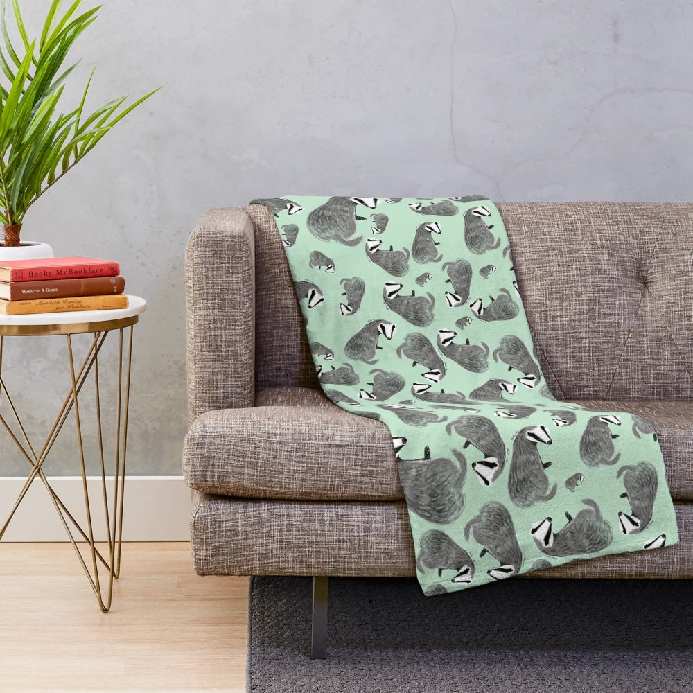 Plush European badger pattern blanket