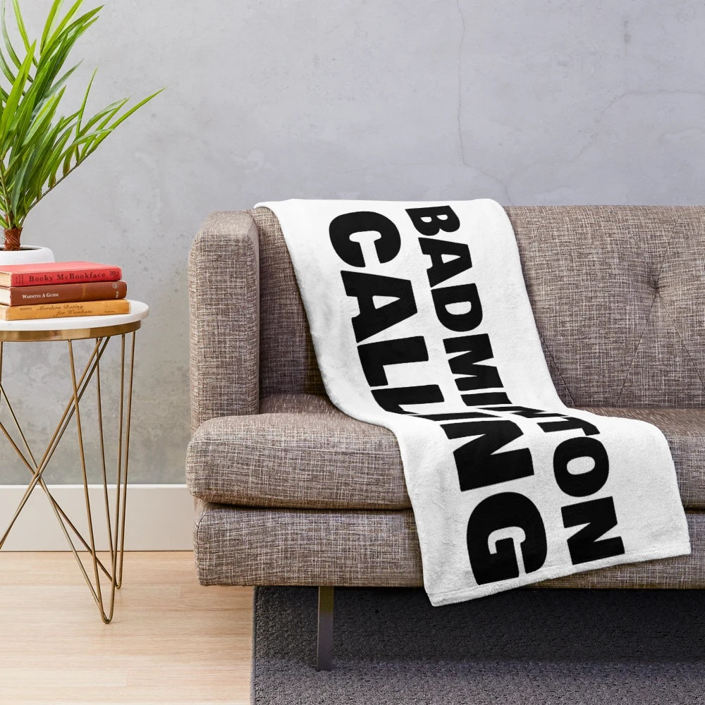 Cozy plush badminton themed blanket with quotes and patterns
