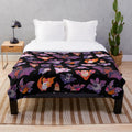 Soft dark plush bat-patterned blanket for home accents