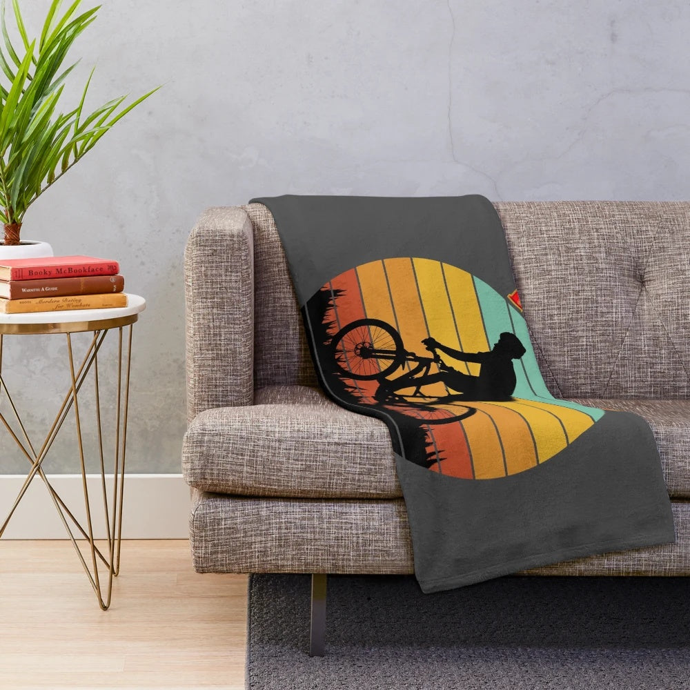 Plush bicycle-themed blanket for cozy outdoor activities