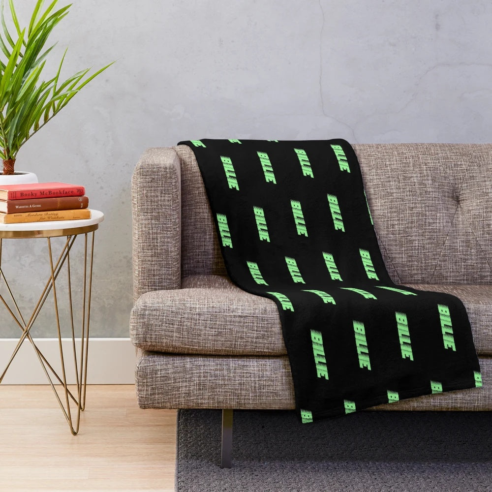 Cozy plush blanket featuring Billie Eilish inspired design