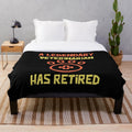 A cozy plush blanket featuring a design celebrating the retirement of a legendary veterinarian