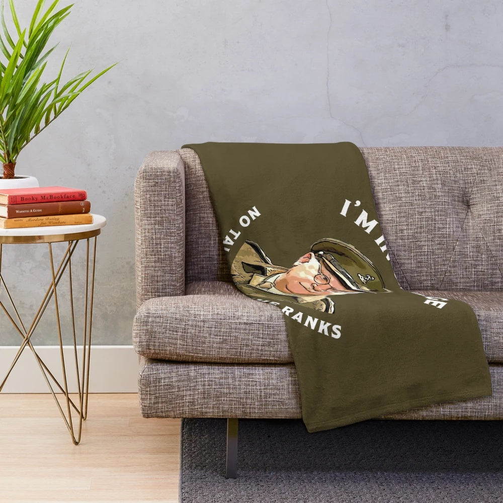 Cozy plush blanket featuring Captain Mainwaring from the classic British comedy series "Dad's Army