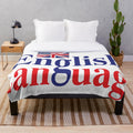 Plush blanket with grammar and teacher-themed design