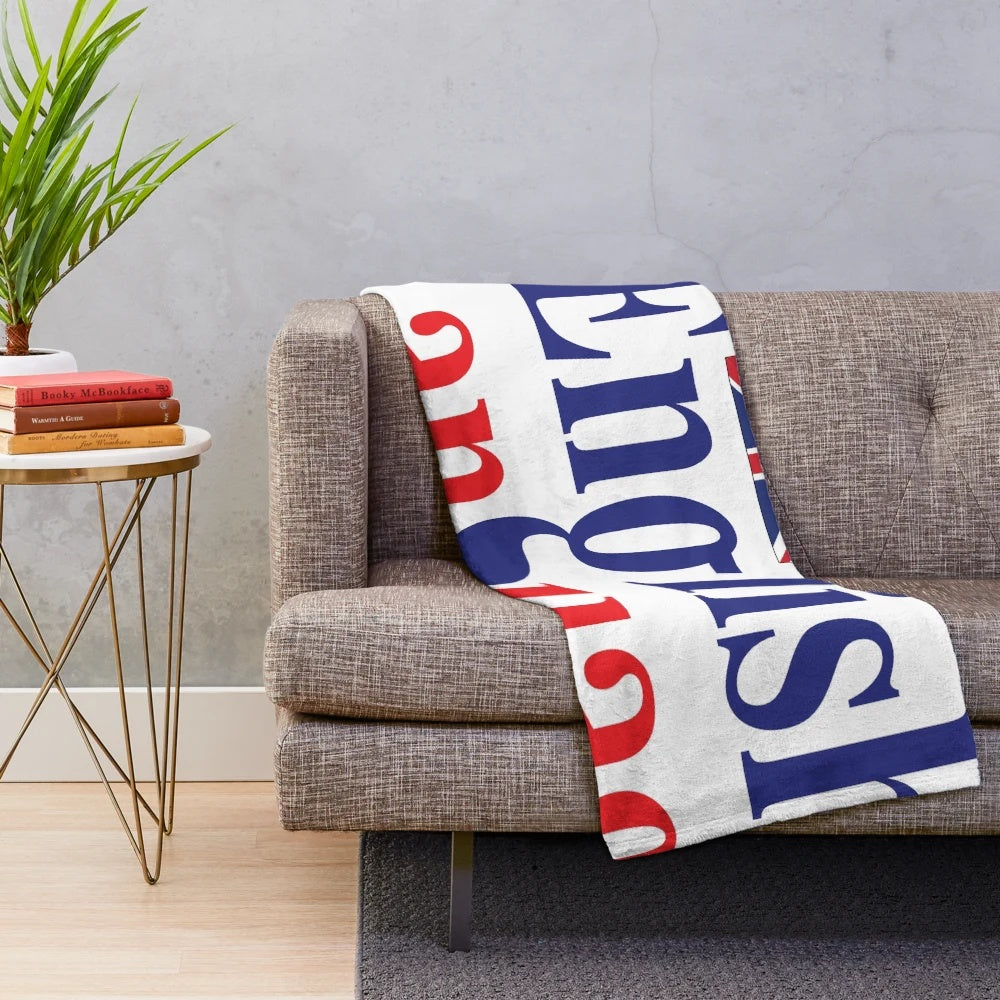 Plush blanket with grammar and teacher-themed design