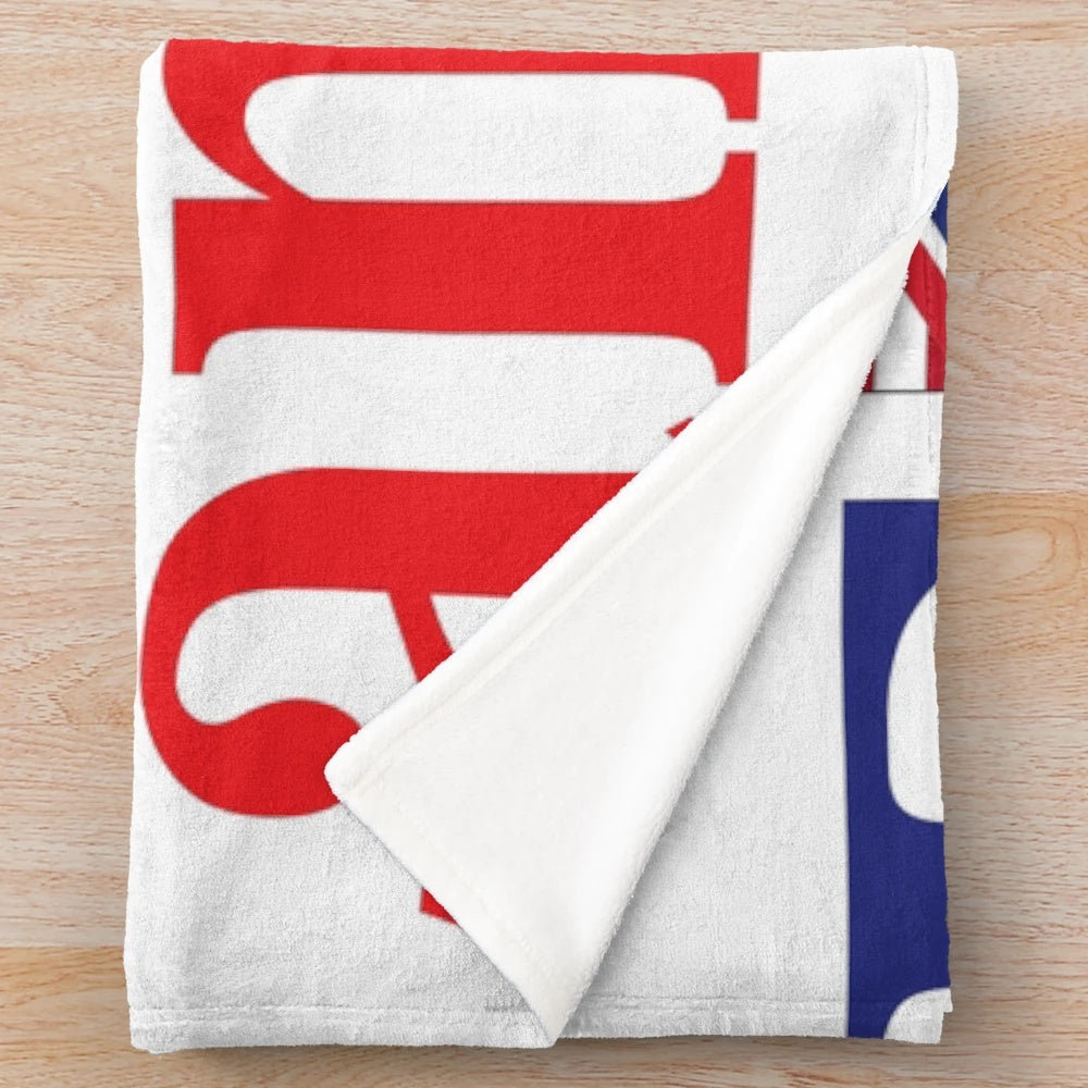 Plush blanket with grammar and teacher-themed design