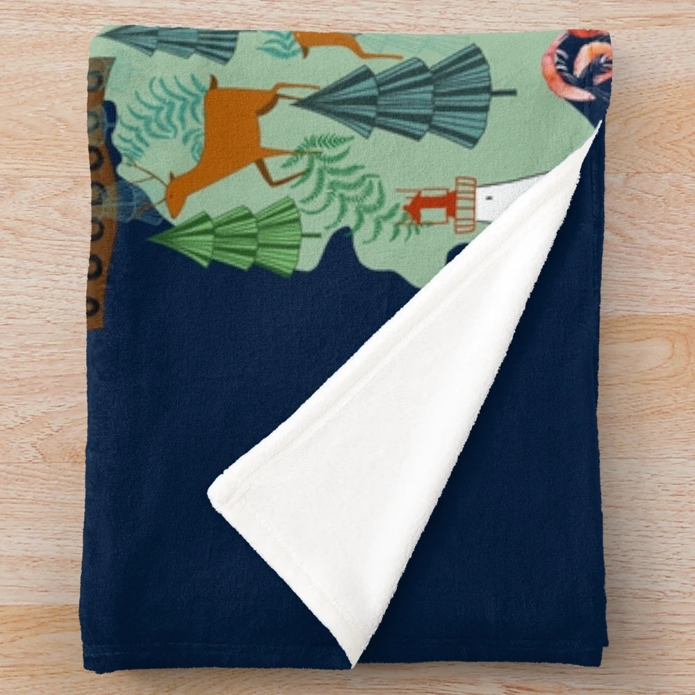 Plush blanket featuring Norwegian flag and scenic landscape