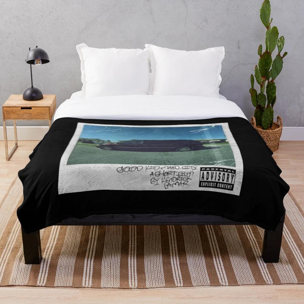 Soft plush blanket featuring Kendrick Lamar's "Maad City" album artwork