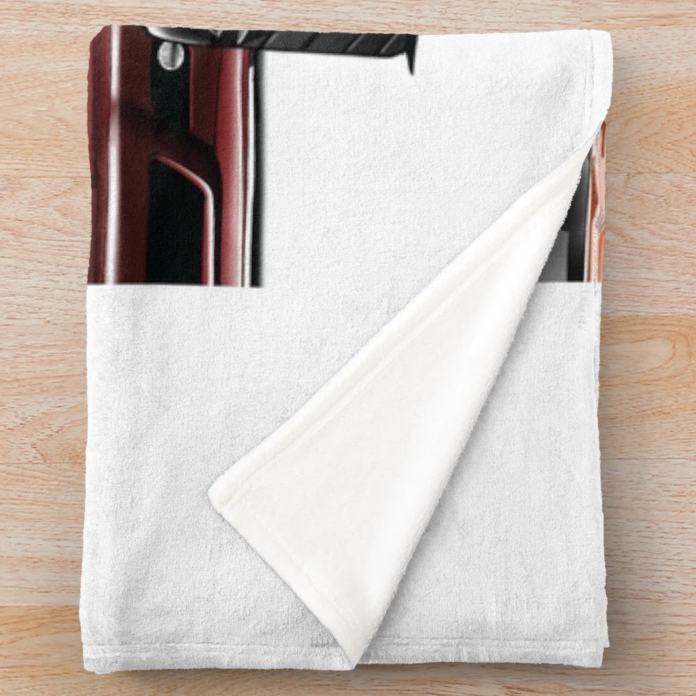 Plush blanket featuring the evolution of German sports cars