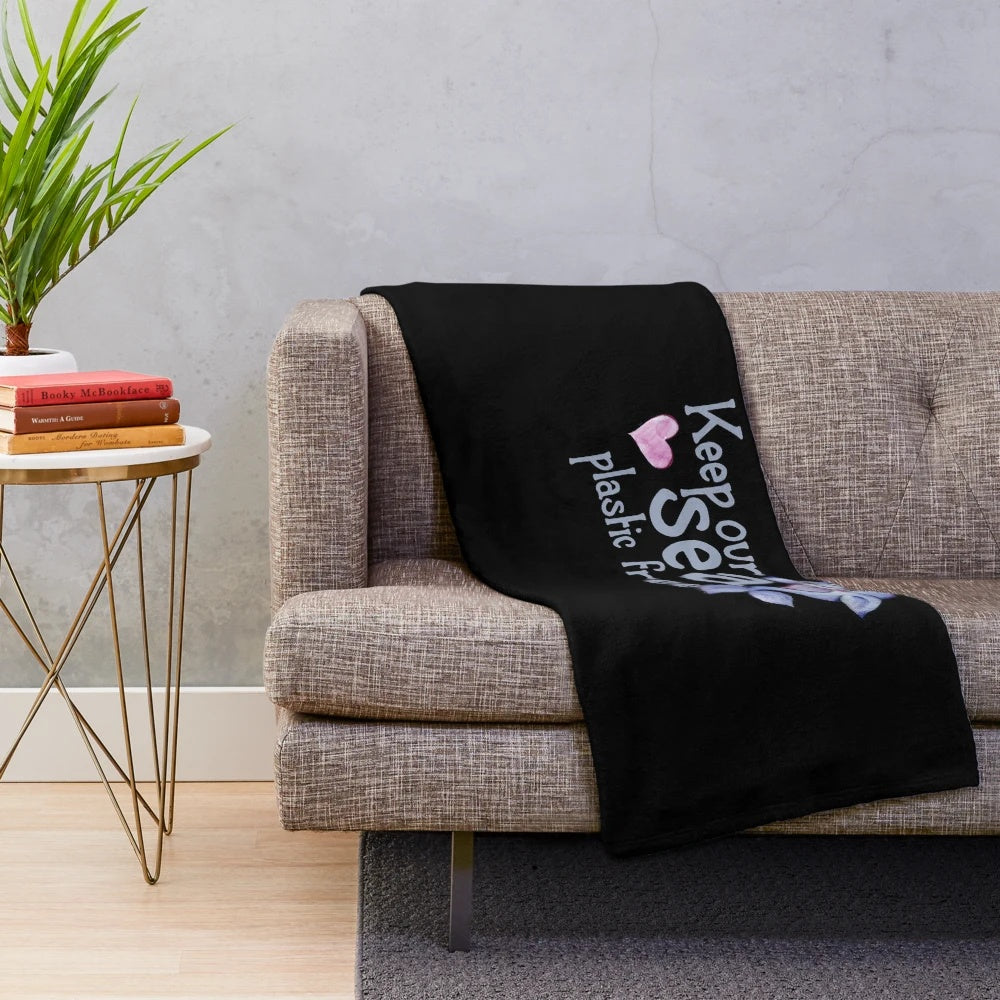 Cozy plush blanket featuring ocean and marine life designs