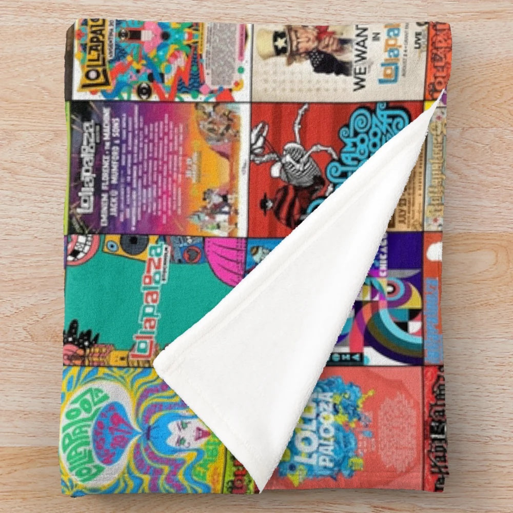 Plush blanket with Lollapalooza festival design