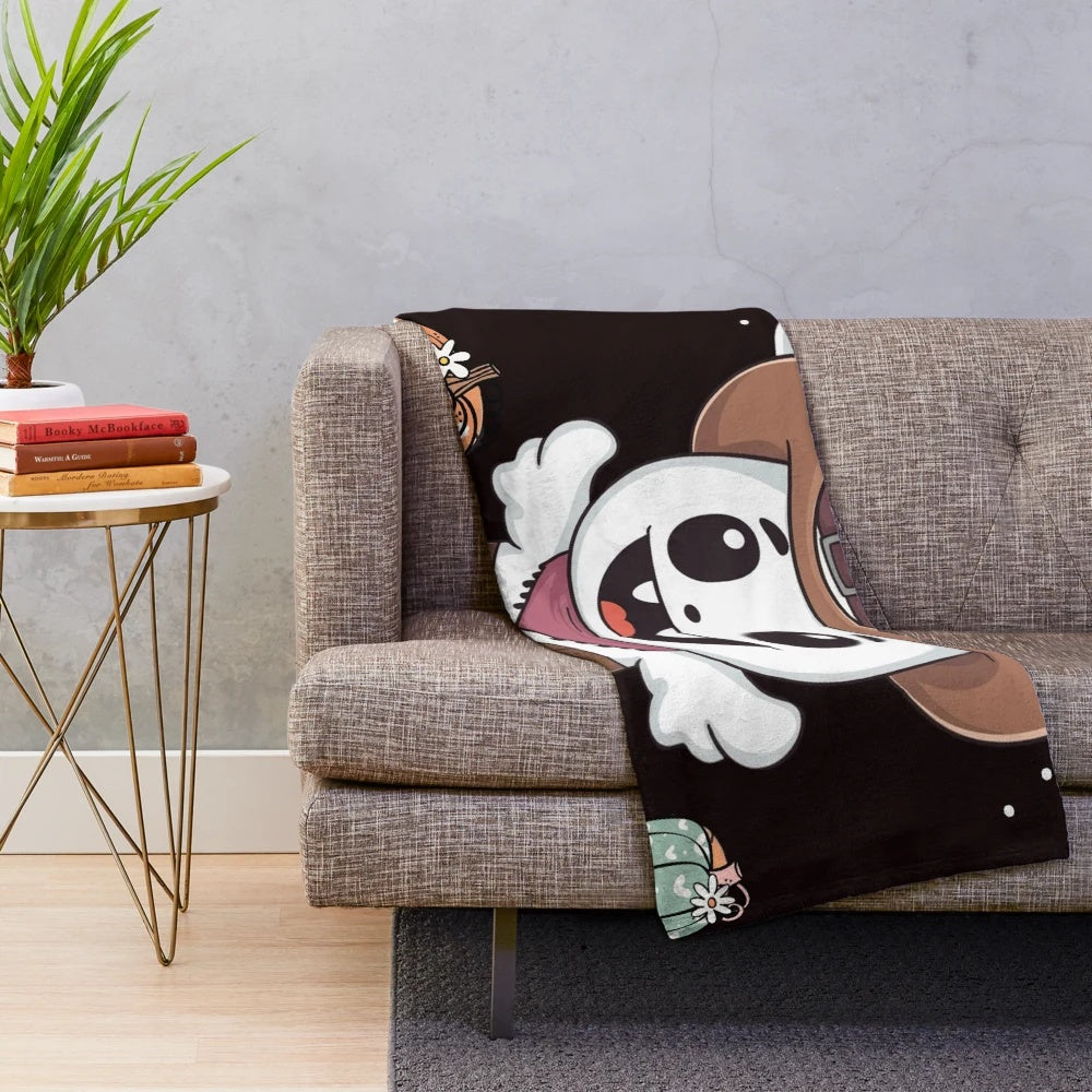 Plush blanket featuring a cute ghost design for Halloween