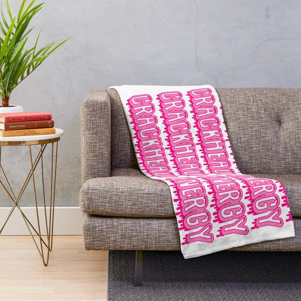 Crackhead Energy plush blanket with a cozy, comfortable design
