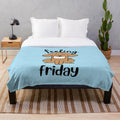Plush blanket featuring a funny dog in an office setting, embracing the Friday spirit
