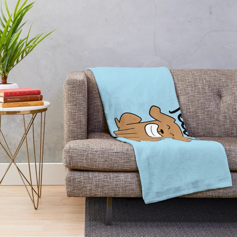 Plush blanket featuring a funny dog in an office setting, embracing the Friday spirit
