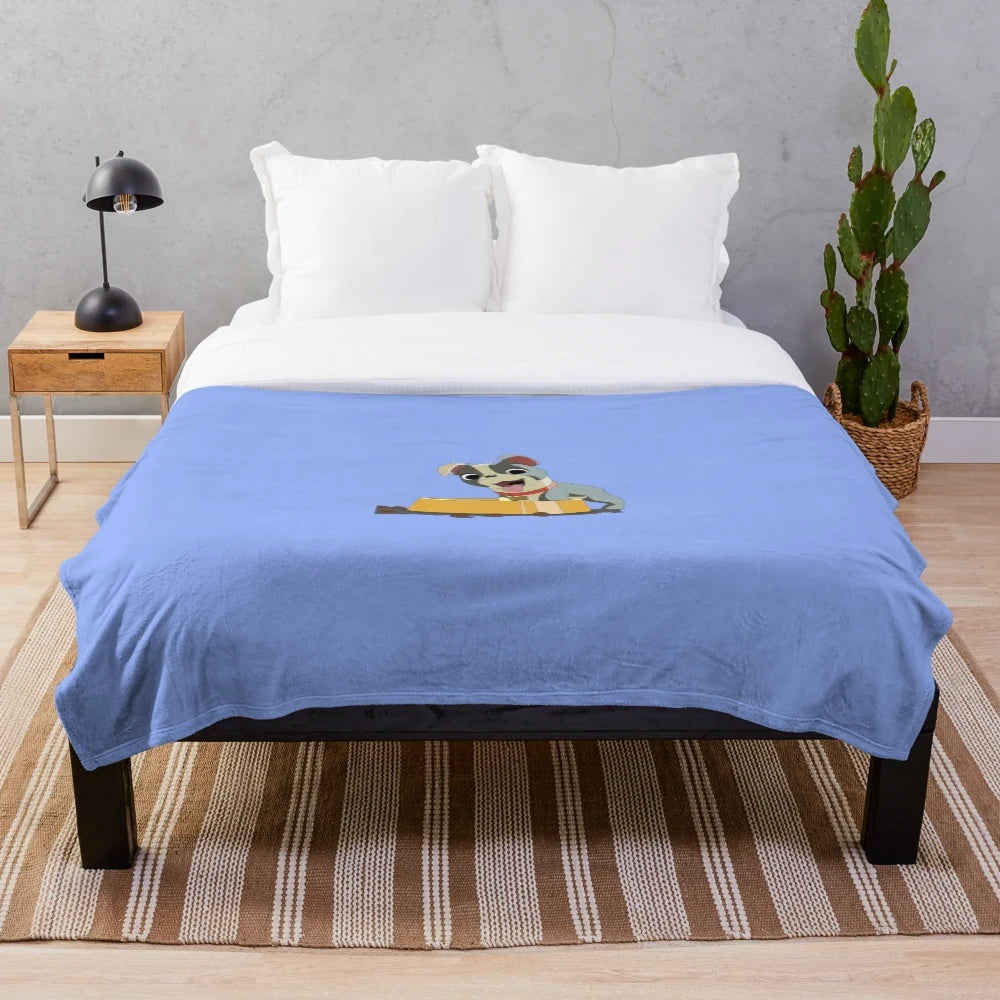 Soft and plush blanket with an adorable hungry puppy design