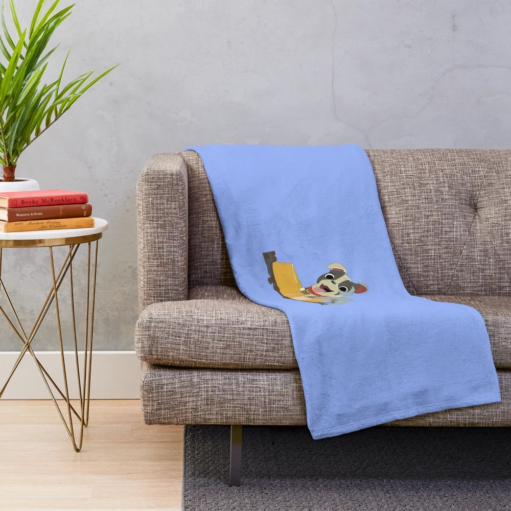 Soft and plush blanket with an adorable hungry puppy design