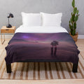 Plush blanket with a woman on an unreal planet design