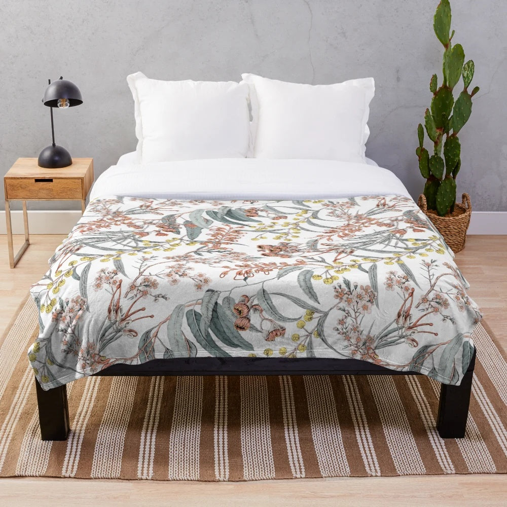Soft and plush blanket showcasing beautiful Australian native flowers