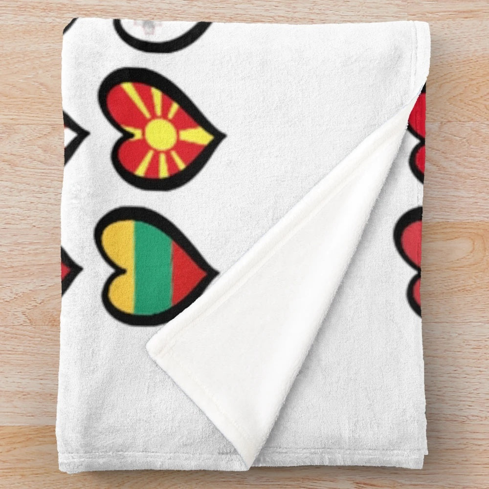Soft and cozy plush blanket with Eurovision Song Contest flags and hearts design