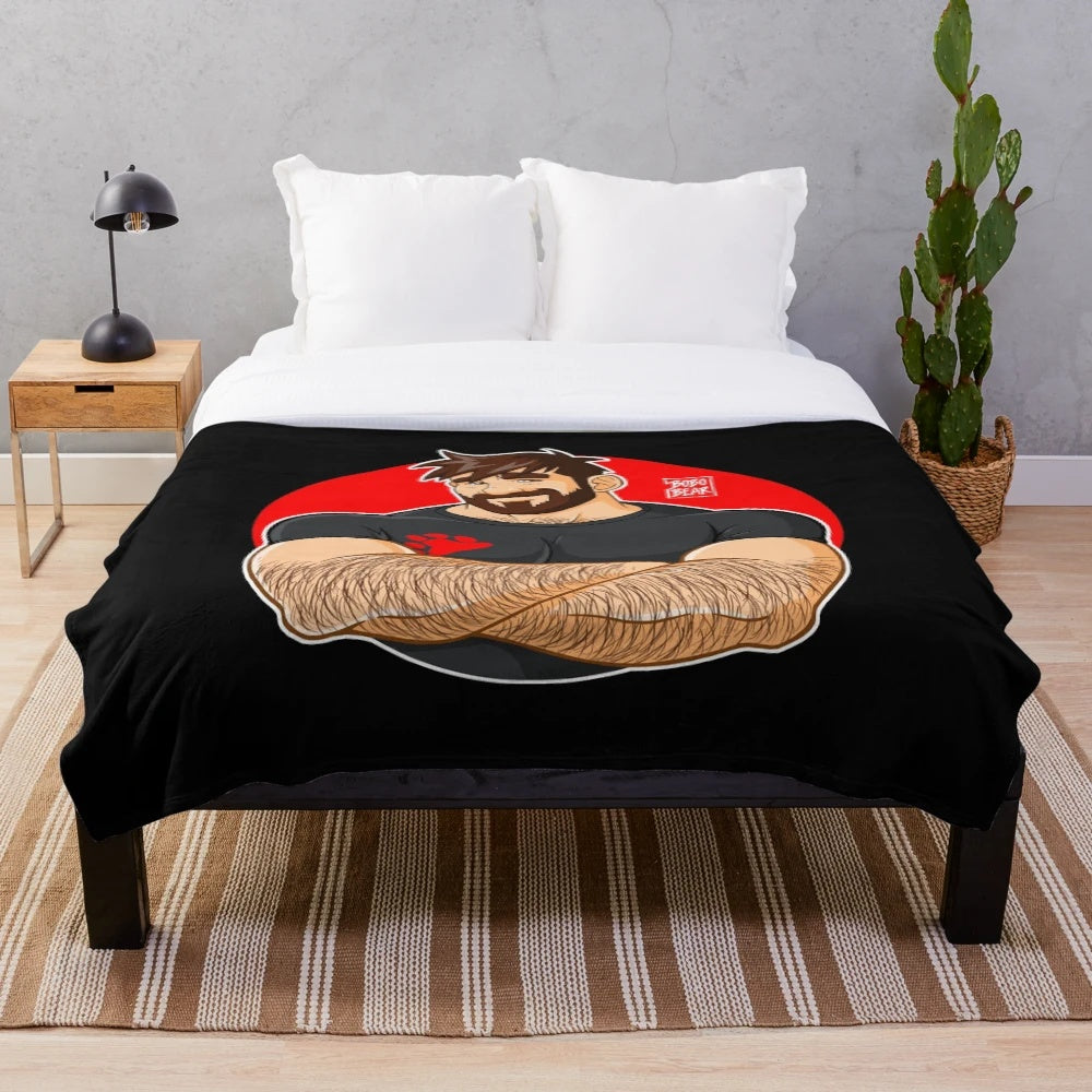 Plush blanket with bobobear and gay bear art design