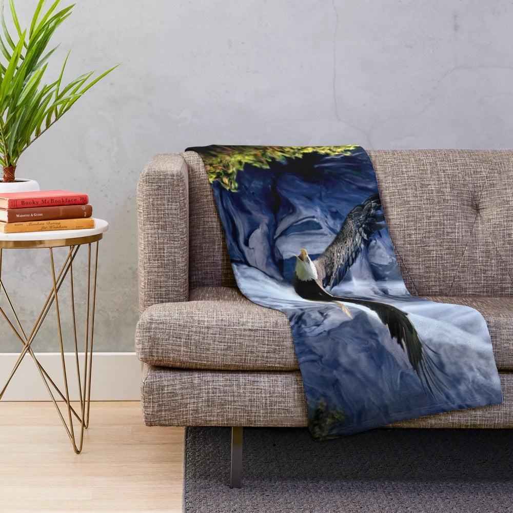 Plush blanket with a scenic image of Eagle Shannon Falls in Squamish, British Columbia