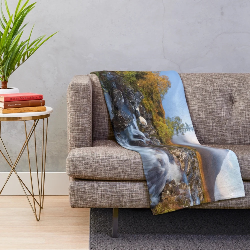 Buachaille Etive Mòr Waterfalls in Glencoe, Scotland on a plush blanket